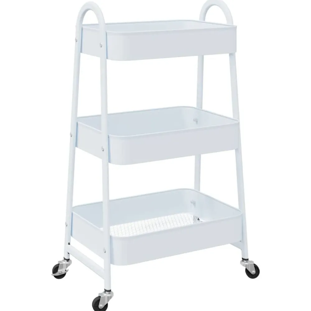 Gereedschap*vidaXL Opbergtrolley 3-laags 42x41,5x77 cm staal Wit