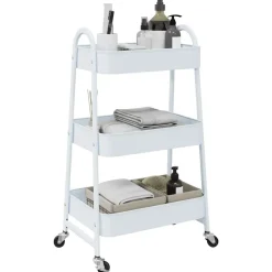Gereedschap*vidaXL Opbergtrolley 3-laags 42x41,5x77 cm staal Wit