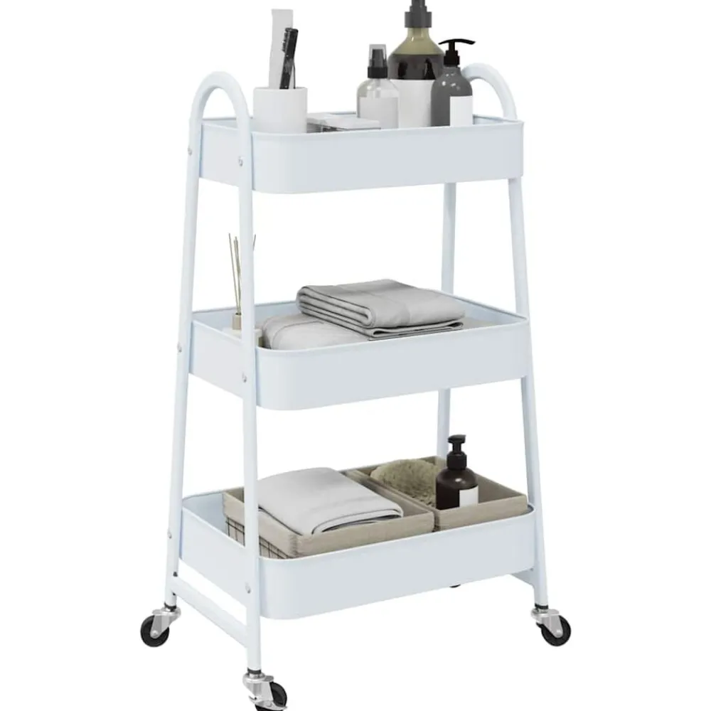 Gereedschap*vidaXL Opbergtrolley 3-laags 42x41,5x77 cm staal Wit