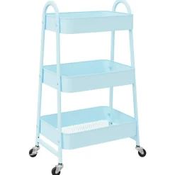 Gereedschap*vidaXL Opbergtrolley 3-laags 42x41,5x77 cm staal Blauw