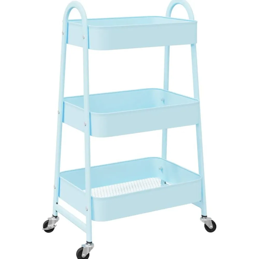 Gereedschap*vidaXL Opbergtrolley 3-laags 42x41,5x77 cm staal Blauw