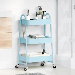 Gereedschap*vidaXL Opbergtrolley 3-laags 42x41,5x77 cm staal Blauw