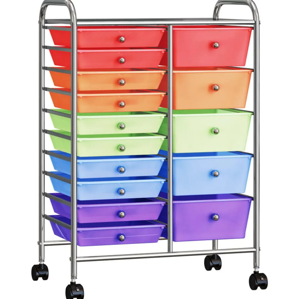 Opbergtrolley met 15 lades mobiel XXL kunststof meerkleurig>vidaXL Outlet