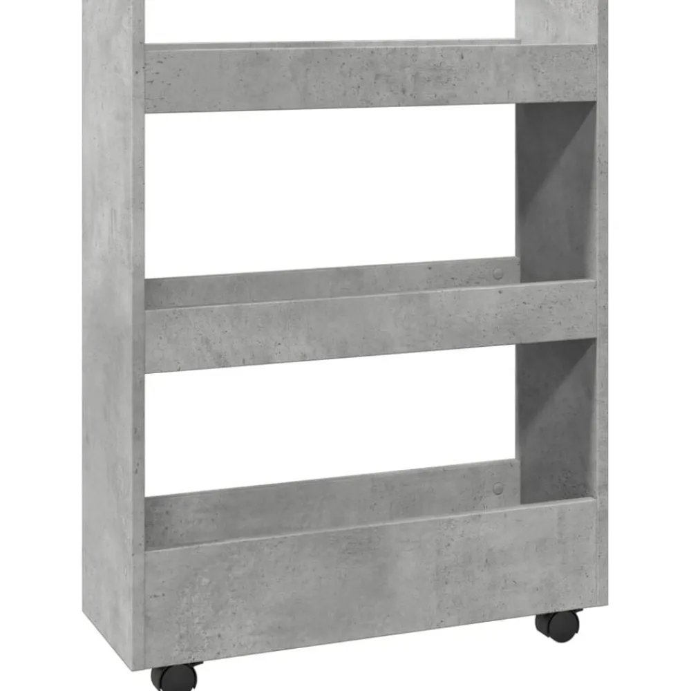 Trolleys*vidaXL Opbergtrolley smal 3-laags bewerkt hout Betongrijs