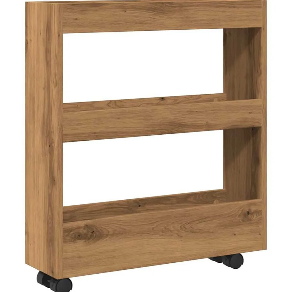 Trolleys*vidaXL Opbergtrolley smal 3-laags bewerkt hout artisanaal eikenkleurig artisian oak