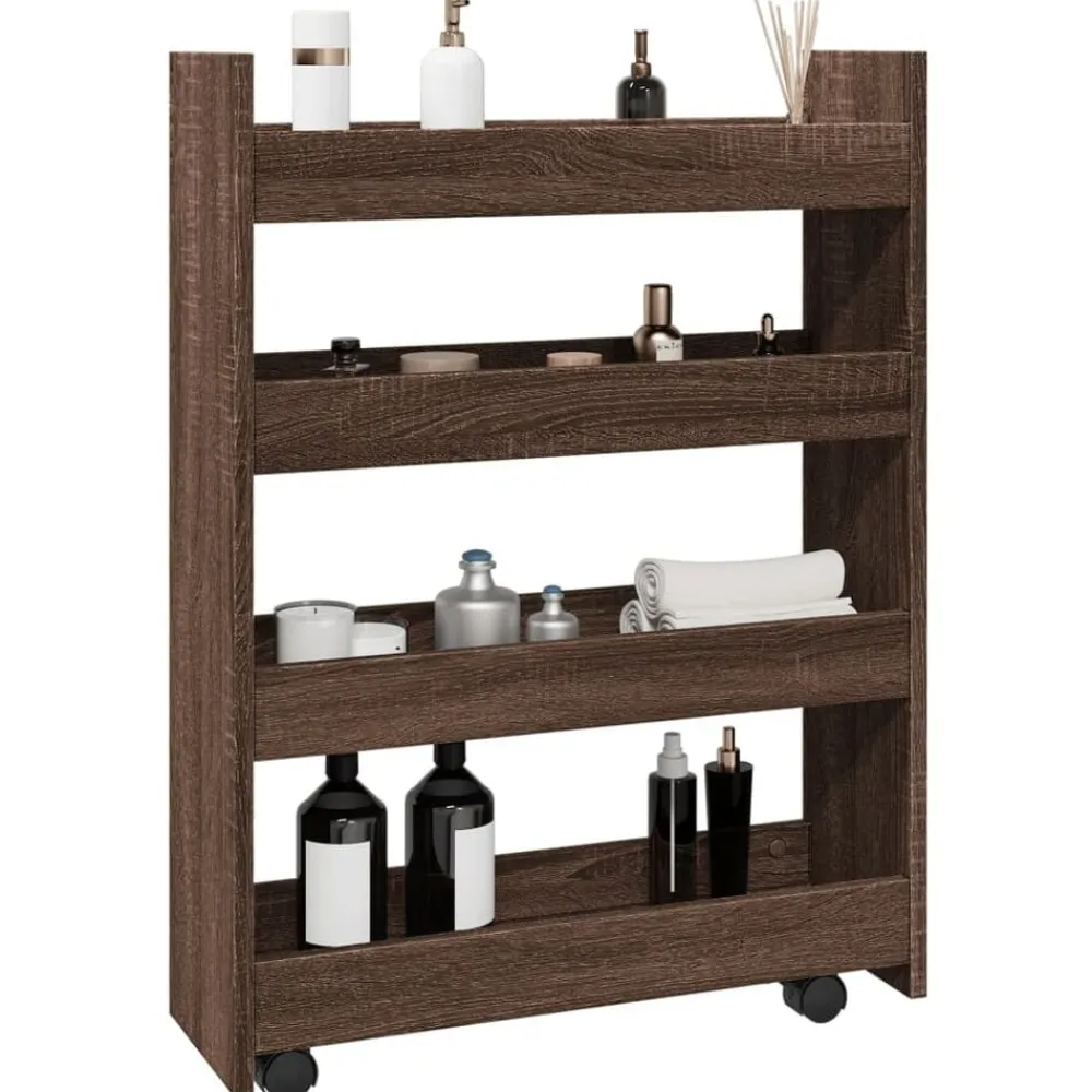 Trolleys*vidaXL Opbergtrolley smal 4-laags bewerkt hout ig bruin eikenkleur
