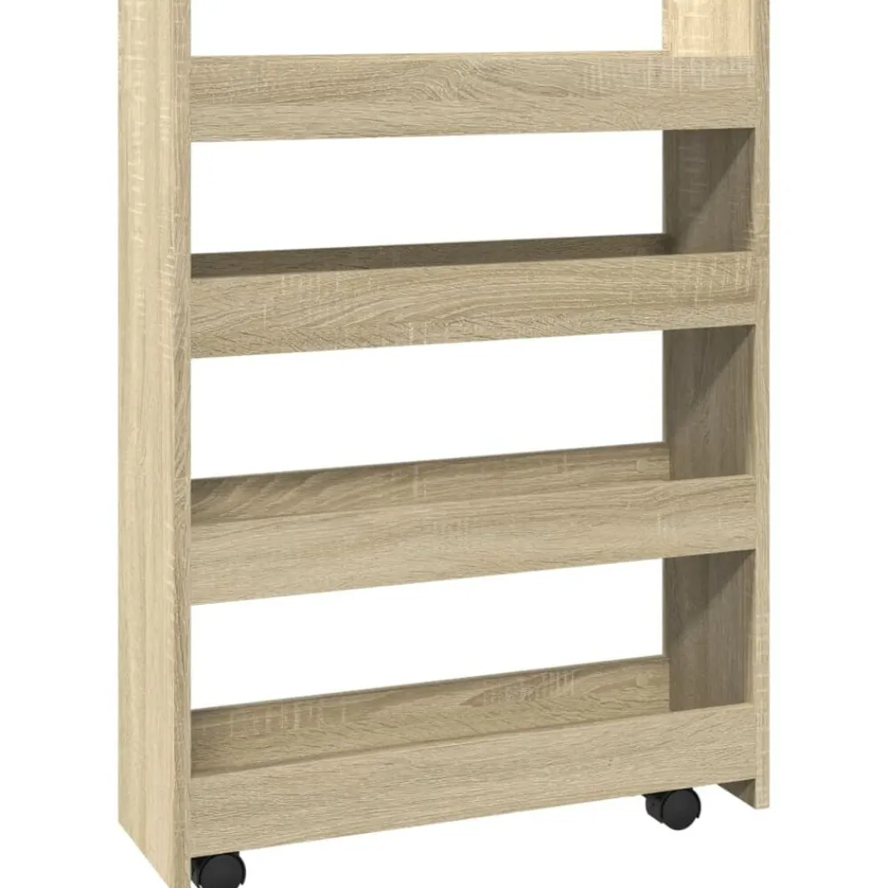 Trolleys*vidaXL Opbergtrolley smal 4-laags bewerkt hout kleurig Sonoma eiken