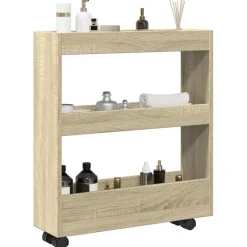 Trolleys*vidaXL Opbergtrolley smal 3-laags bewerkt hout kleurig Sonoma eiken