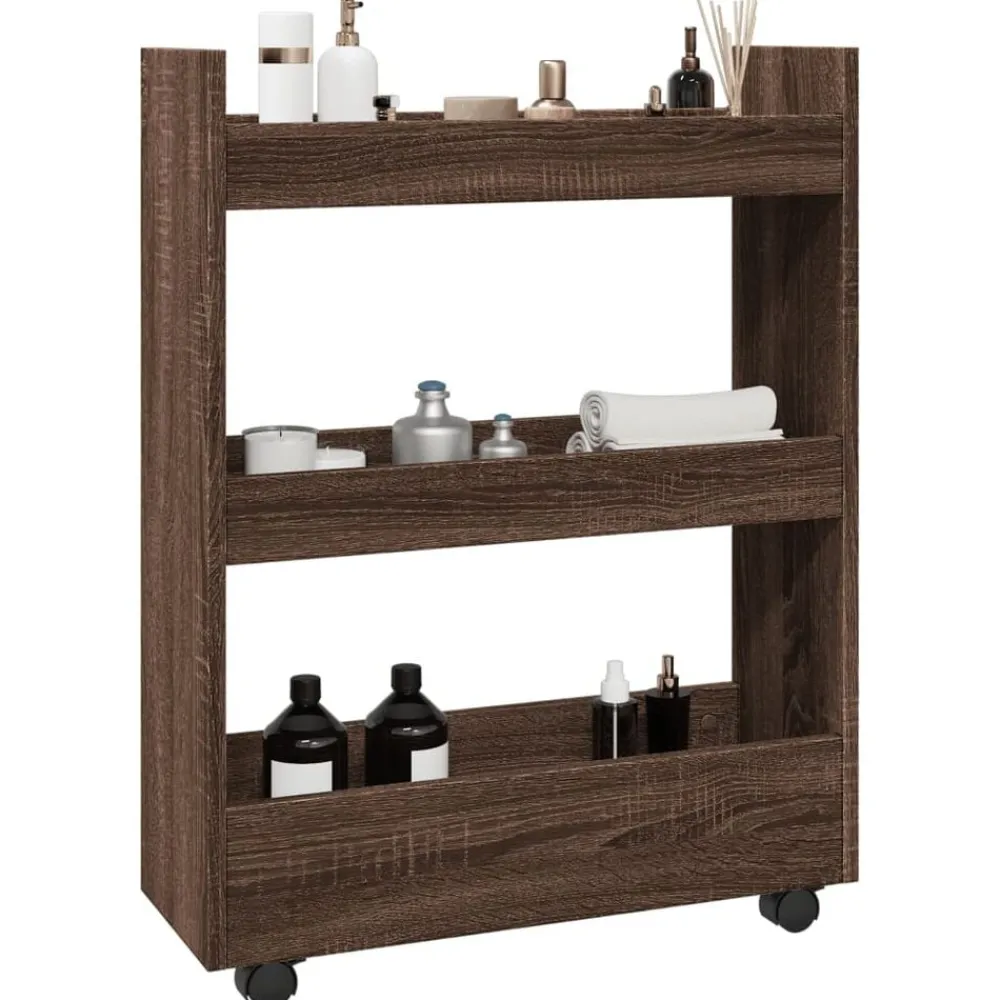 Opbergtrolley smal 3-laags bewerkt hout ig>vidaXL Sale