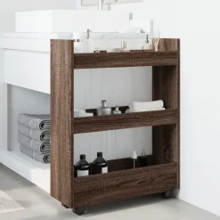 Opbergtrolley smal 3-laags bewerkt hout ig><noscript><img width=