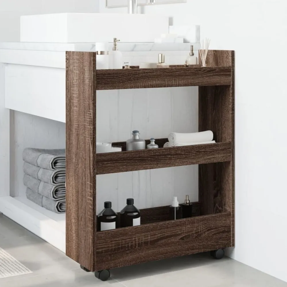 Opbergtrolley smal 3-laags bewerkt hout ig>vidaXL Sale