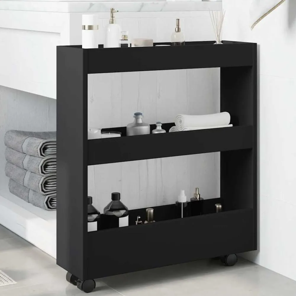 Opbergtrolley smal 3-laags bewerkt hout>vidaXL New