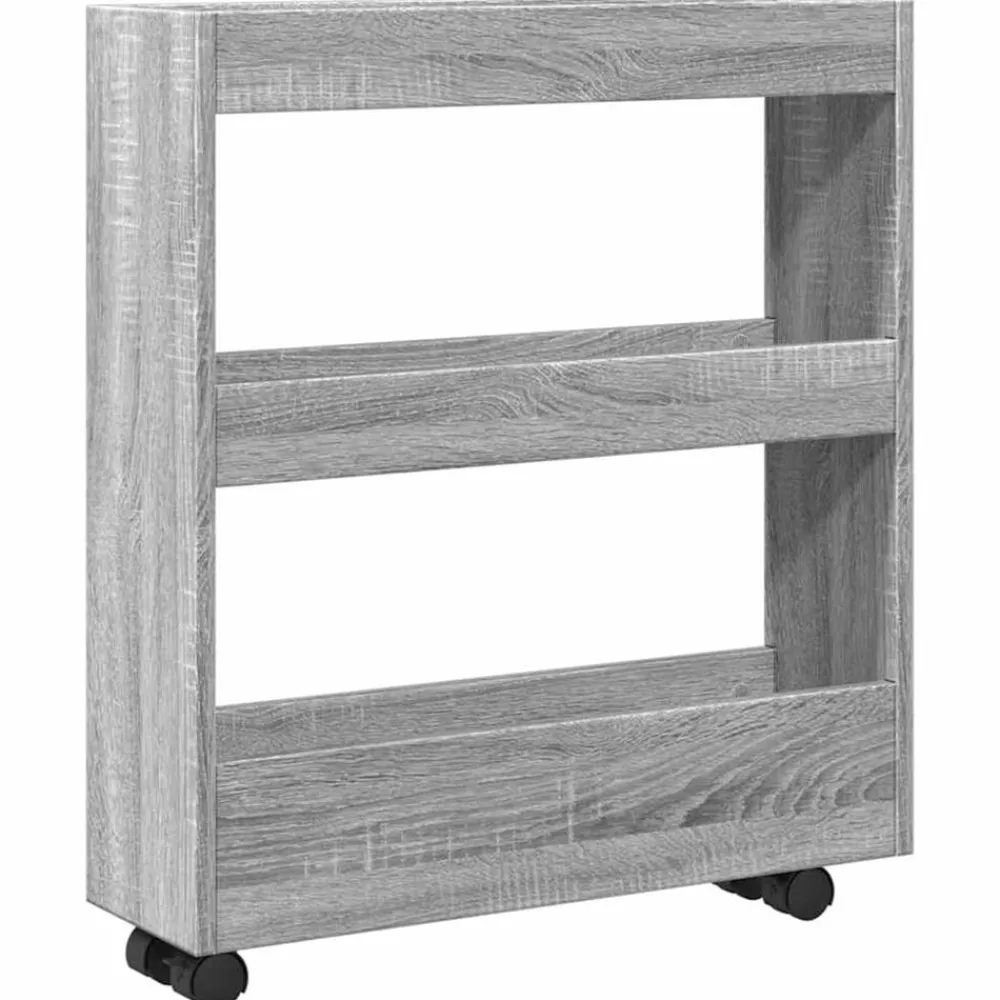 Opbergtrolley smal 3-laags bewerkt hout eiken>vidaXL Sale