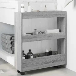 Opbergtrolley smal 3-laags bewerkt hout eiken><noscript><img width=