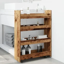 Opbergtrolley smal 4-laags bewerkt hout kleurig><noscript><img width=