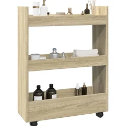 Opbergtrolley smal 3-laags bewerkt hout kleurig>vidaXL Discount