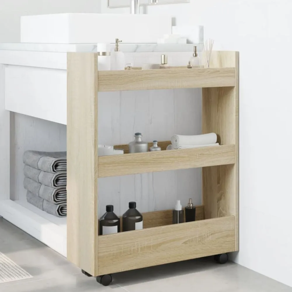 Opbergtrolley smal 3-laags bewerkt hout kleurig>vidaXL Discount