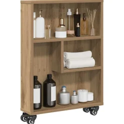 Opbergtrolley smal 48x13x68 cm bewerkt hout artisanaal eiken><noscript><img width=