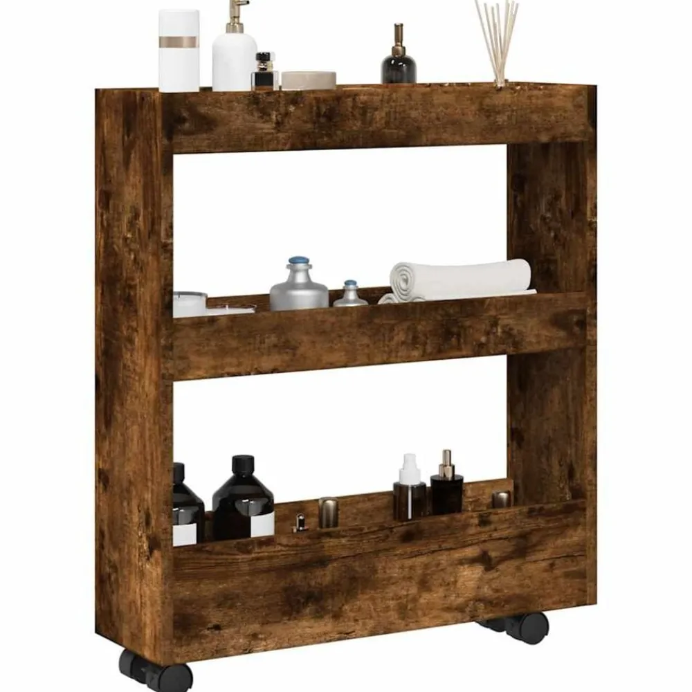 Opbergtrolley smal 3-laags bewerkt hout kleurig>vidaXL Best