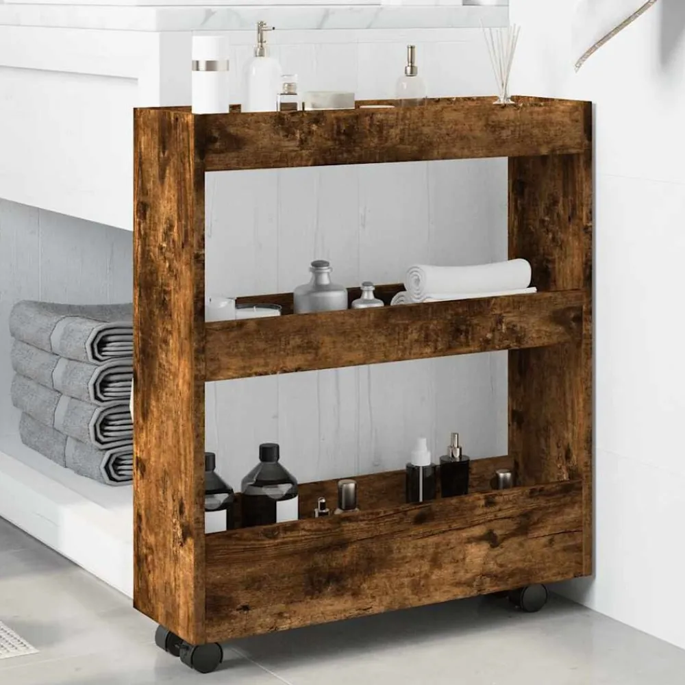 Opbergtrolley smal 3-laags bewerkt hout kleurig>vidaXL Best