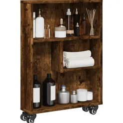 Opbergtrolley smal 48x13x68 cm bewerkt hout kleur>vidaXL Best