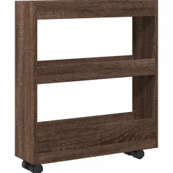 Trolleys*vidaXL Opbergtrolley smal 3-laags bewerkt hout ig bruin eikenkleur