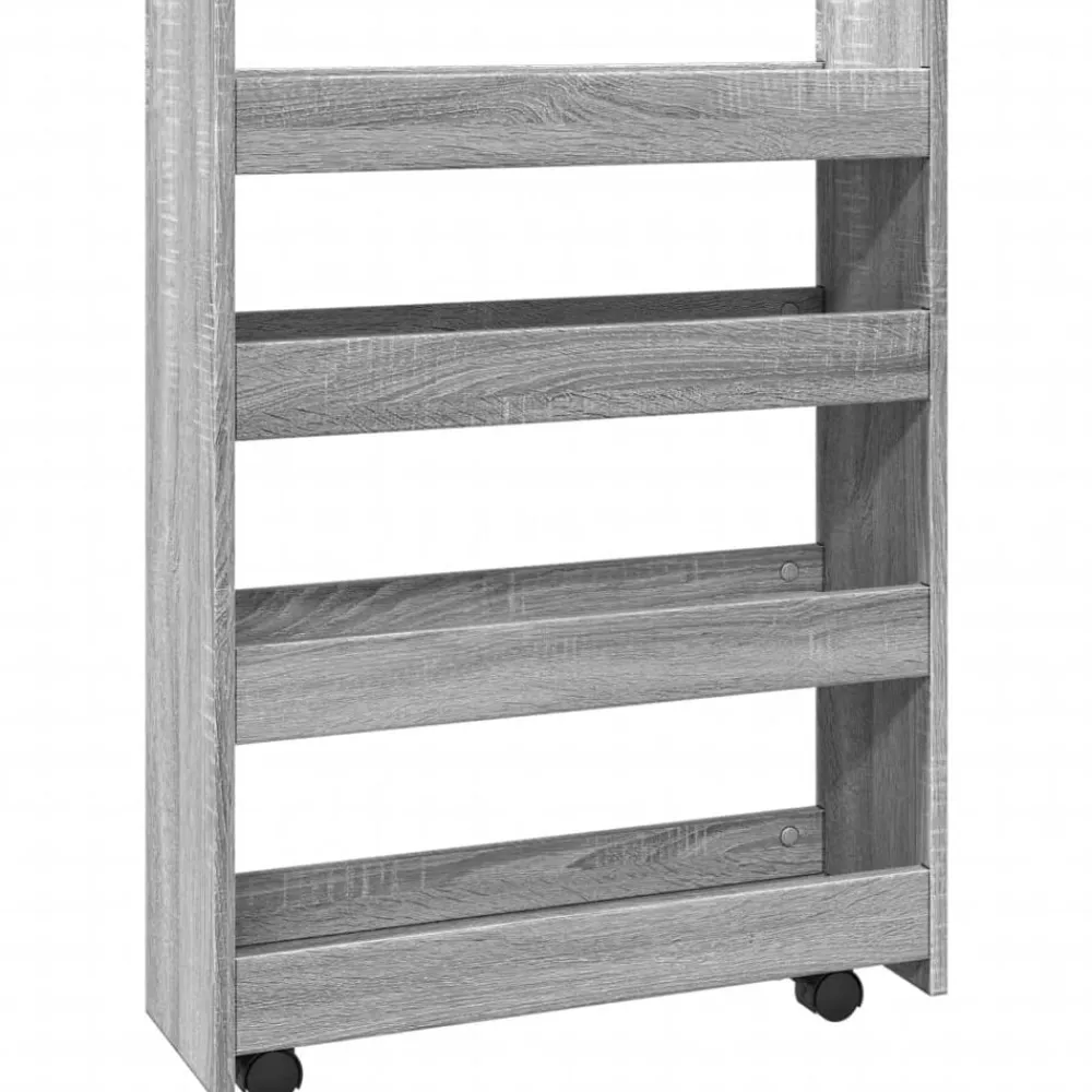 Opbergtrolley smal 4-laags bewerkt hout eiken>vidaXL