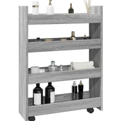 Opbergtrolley smal 4-laags bewerkt hout eiken>vidaXL