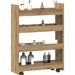 Opbergtrolley smal 4-laags bewerkt hout artisanaal eikenkleurig><noscript><img width=