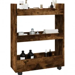 Opbergtrolley smal 3-laags bewerkt hout kleurig>vidaXL