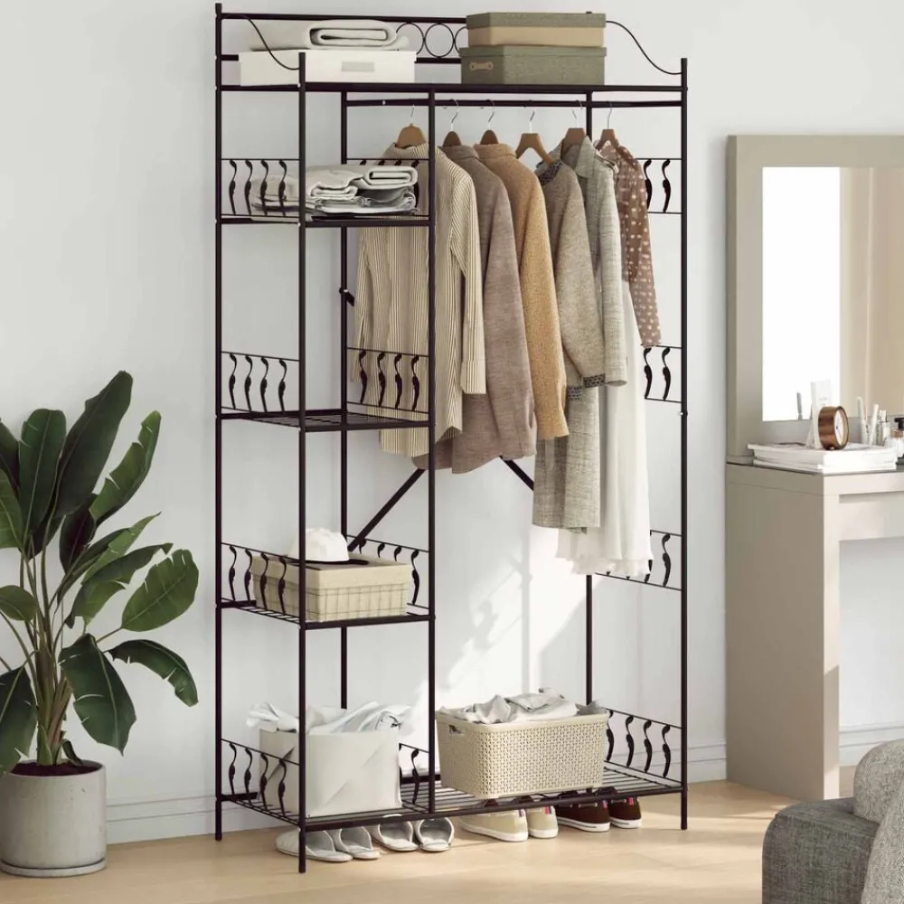 Open Kledingkast met plank Zwart 101 x 43 x 188 cm Staal>vidaXL Sale