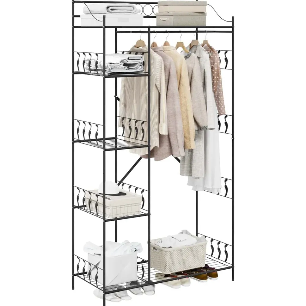 Open Kledingkast met plank Zwart 101 x 43 x 188 cm Staal>vidaXL Sale