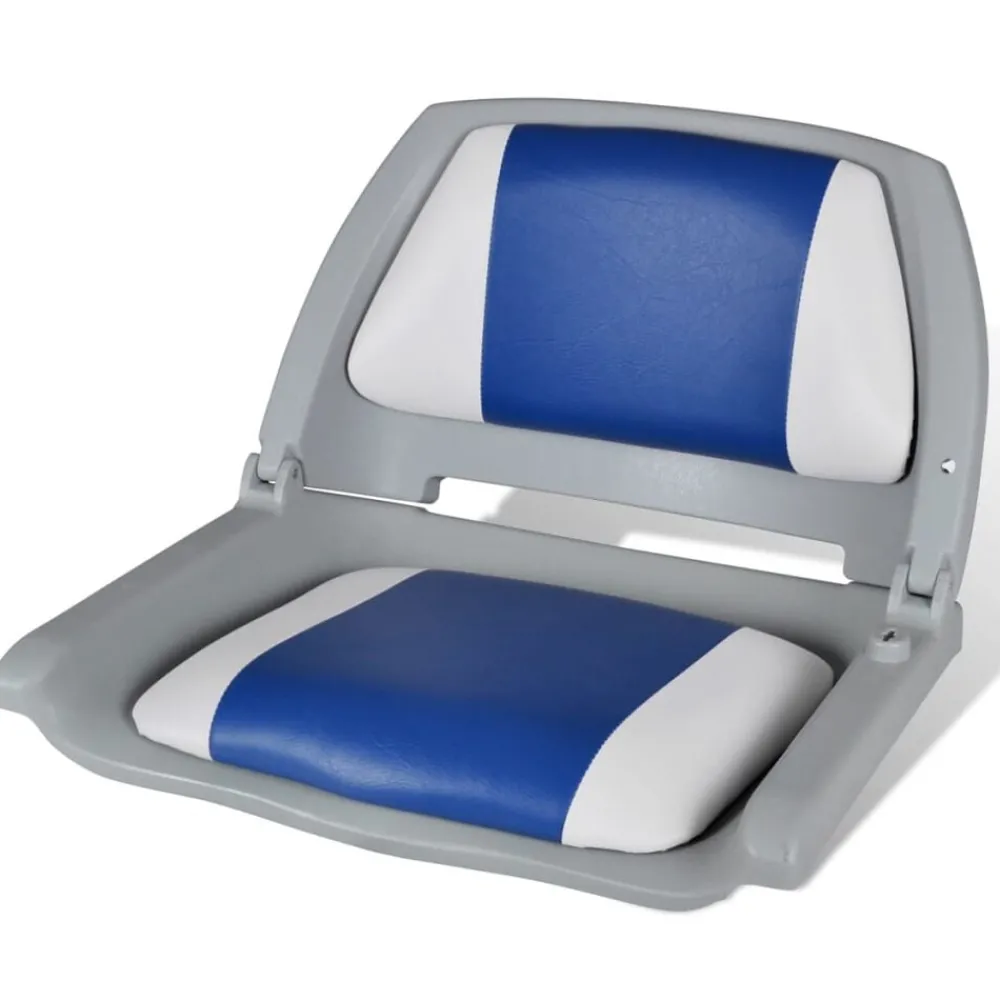 Opklapbare bootstoel met blauw-wit kussen 48x51x41 cm>vidaXL Discount