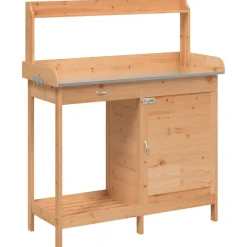 Tuin & Gazon*vidaXL Oppottafel met kast 110,5x45x124,5 cm massief vurenhout bruin Donkerbruin