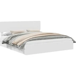 Bedden & Accessoires*vidaXL Opslag bed met hoofdeinde 180 x 200 cm Bewerkt hout Wit