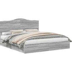 Bedden & Accessoires*vidaXL Opslag bed met lade 200 x 200 cm Bewerkt hout Grijs sonoma