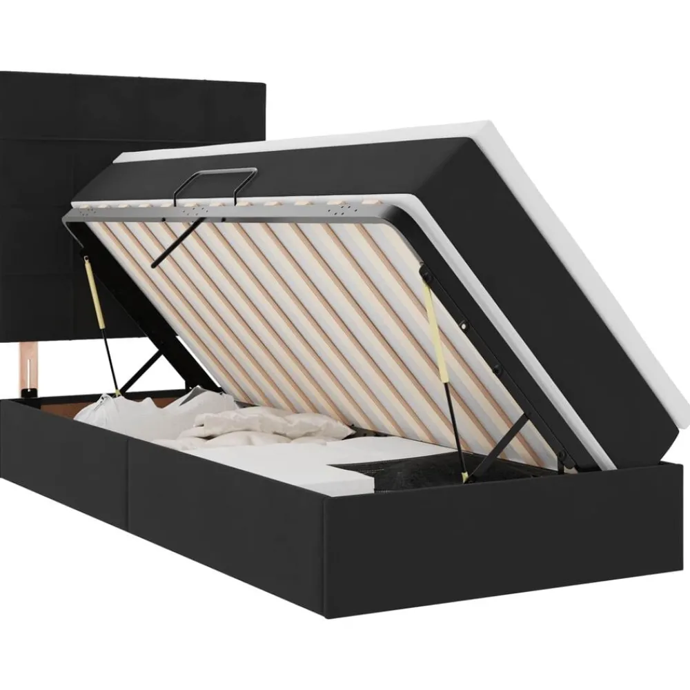 Opslag bed met matras met matras 90 x 190 cm Fluweel>vidaXL Sale