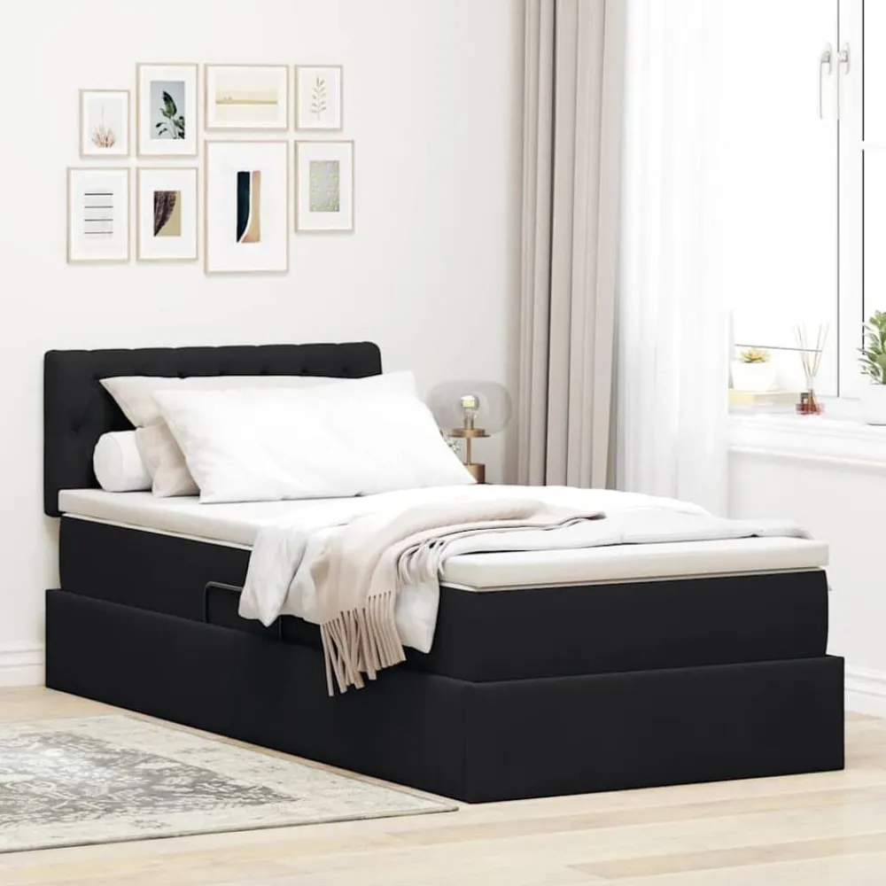 Bedden & Accessoires*vidaXL Opslag bed met matras met hoofdeinde 90 x 190 cm Fluweel Zwart