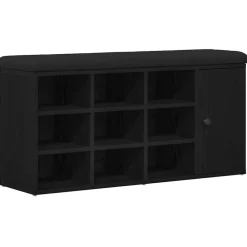 Bankjes*vidaXL Opslagbank met plank 102 x 32 x 50 cm Bewerkt hout Zwart eiken