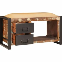 Bankjes*vidaXL Opslagbank 80 x 35 x 40 cm Massief gerecycled hout Multikleur