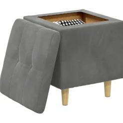 Stoelen*vidaXL Opslagottoman met kussen 40 x 40 x 45 cm Fluweel Donkergrijs