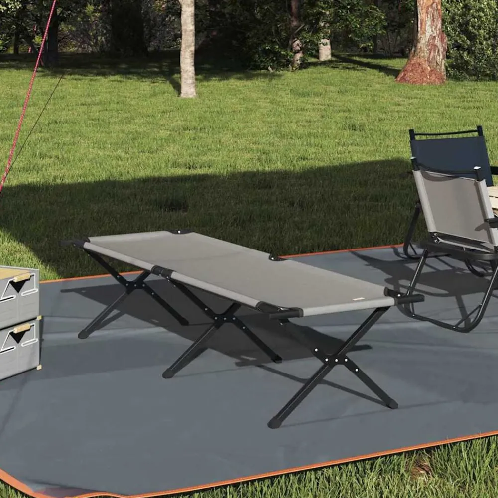 Buitensport*vidaXL Opvouwbaar Camping Bed 193 x 69 x 45 cm Oxford stof Grijs