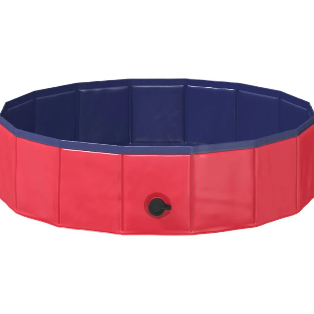 Huisdierbenodigdheden*vidaXL Opvouwbaar zwembadd voor honden en blauw 80 x 80 x 20 cm Rood
