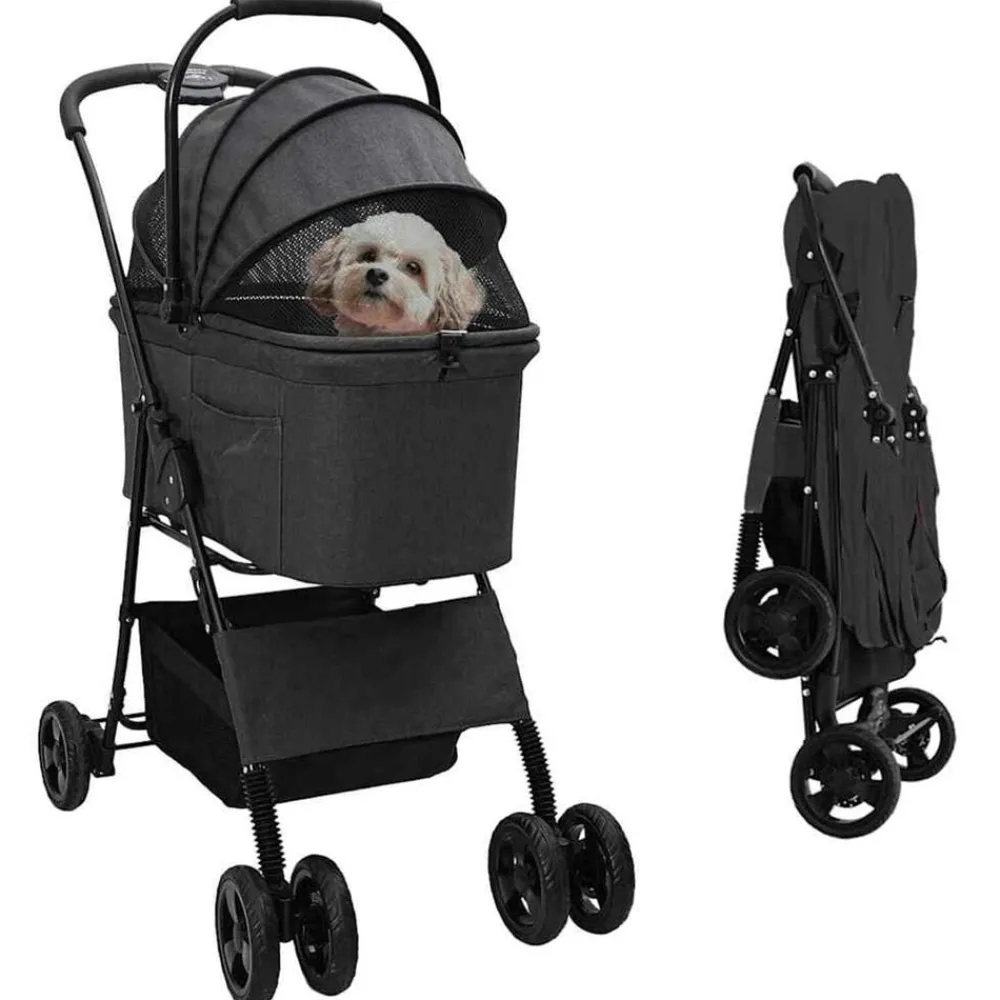 Huisdierbenodigdheden*vidaXL Opvouwbare Huisdierenwagen 81 x 47 x 99 cm Polyester Zwart
