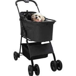 Huisdierbenodigdheden*vidaXL Opvouwbare Huisdierenwagen 81 x 47 x 99 cm Polyester Zwart