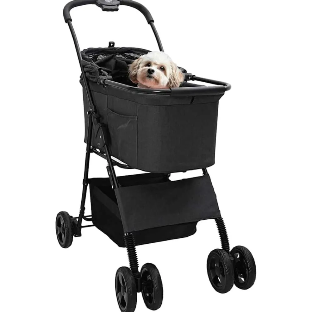 Huisdierbenodigdheden*vidaXL Opvouwbare Huisdierenwagen 81 x 47 x 99 cm Polyester Zwart