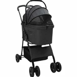 Huisdierbenodigdheden*vidaXL Opvouwbare Huisdierenwagen 81 x 47 x 99 cm Polyester Zwart