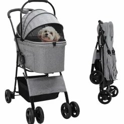 Huisdierbenodigdheden*vidaXL Opvouwbare Huisdierenwagen 81 x 47 x 99 cm Polyester Grijs