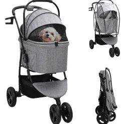 Huisdierbenodigdheden*vidaXL Opvouwbare Huisdierenwagen 78 x 54 x 101 cm Polyester Grijs