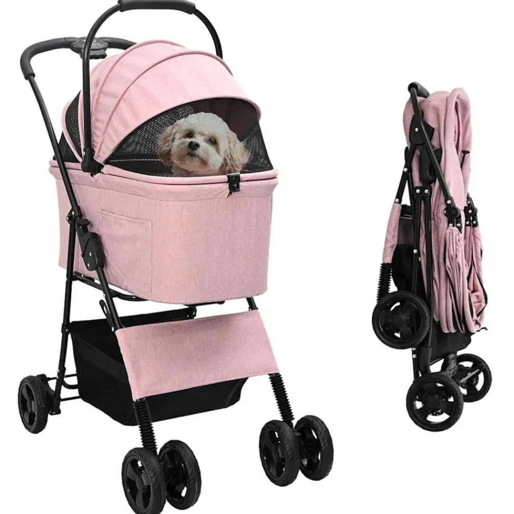 Huisdierbenodigdheden*vidaXL Opvouwbare Huisdierenwagen 81 x 47 x 99 cm Polyester Roze